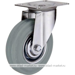 Поворотное стальное колесо с серой резиной <nobr> SCg 160</nobr>