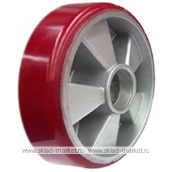 Алюминиевое рулевое колесо с полиуретаном для гидравлических тележек <nobr> Wheel AL-PU 200x50</nobr>