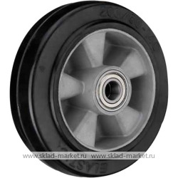 Алюминивое рулевое колесо с литой черной резиной для гидравлических тележек <nobr> Wheel AL-R 200x50</nobr>
