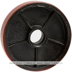 Чугунное рулевое колесо с полиуретаном для гидравлических тележек <nobr> Wheel CI-PU 180x50</nobr>